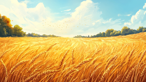 A Golden Barley String in Sunny Field