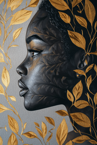 A Golden Portrait of African American Woman