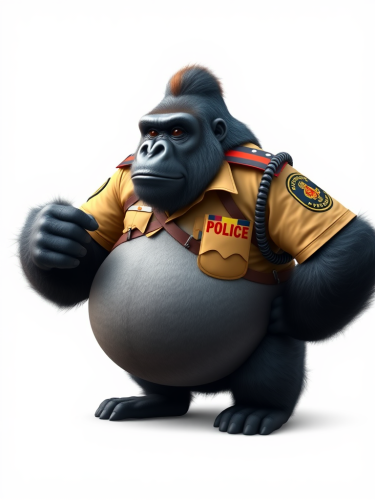 A Gorilla in Indian Police Uniform
