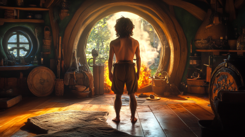 A Hairy Hobbit in Bag End Fireplace