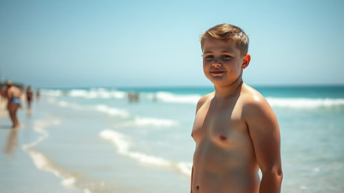 A Handsome Boy at the Naturist Beach