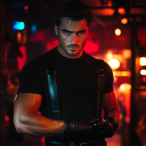 A Handsome Man in Black Attire at Nightclub