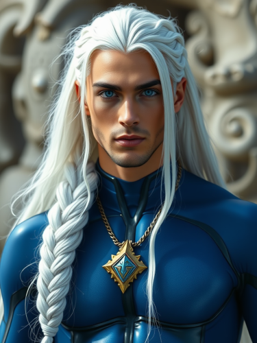 A Handsome Pleiadian Man with Blue Body Suit
