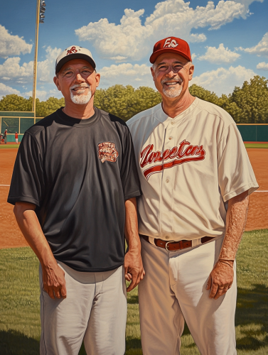A Happy Father and Son at Baseball Field
