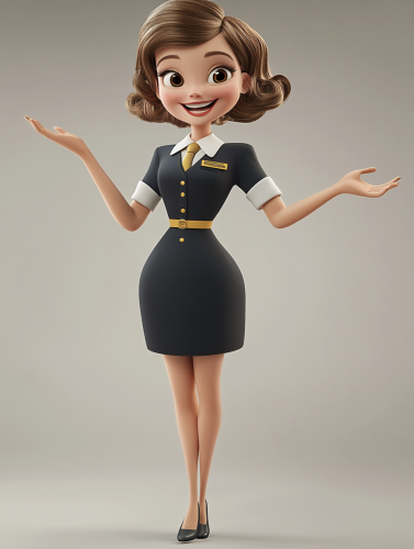 A Happy Flight Attendant Excited About New Technology