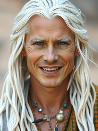 A Happy Pleiadian Man with Tribal Attire