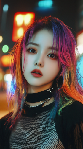 Korean Girl in Futuristic City