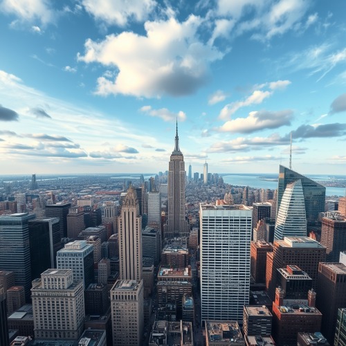 A High Resolution Bird's-Eye View of City Skyline