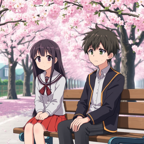 A High School Boy and Girl in Japan