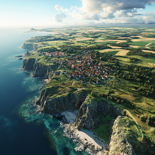 A Hyper-Realistic Aerial View of Bornholm, Denmark