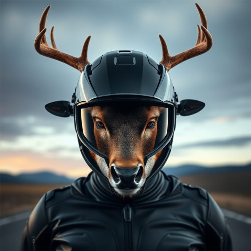 A Hyper-Realistic Deer Face Motorcycle Helmet