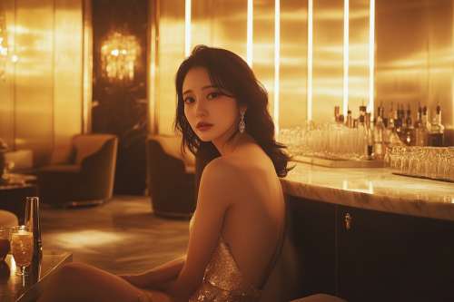 A Japanese Woman in a Fancy Bar