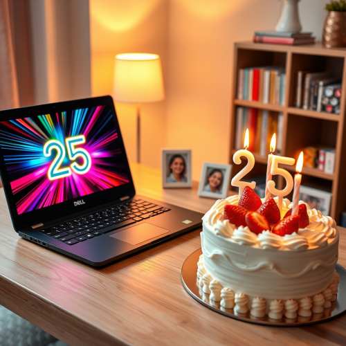 A Joyful 25th Birthday Celebration with Laptop