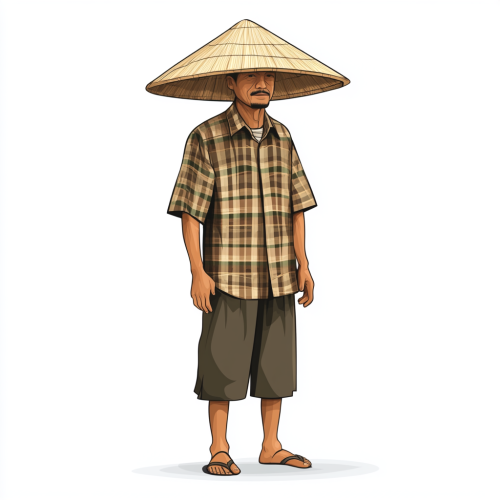 A Khasi Farmer in Shillong with Bamboo Hat.