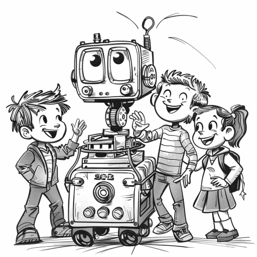 A Kid Shows Handmade Invention to Friends