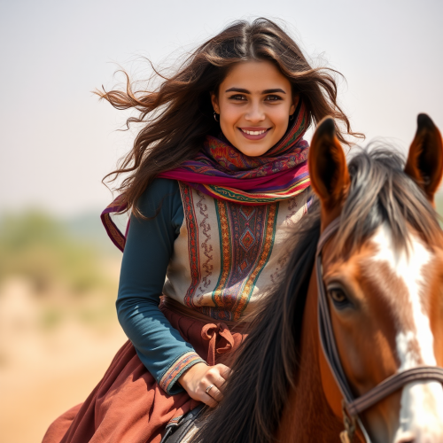 A Kind Iranian Girl Riding Fit Horse Joyfully A Kind Iranian Girl Riding Fit Horse Joyfully
