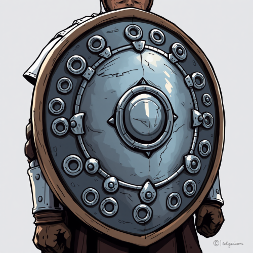 A Knight Wearing Ring Mail Armor Holds Shield