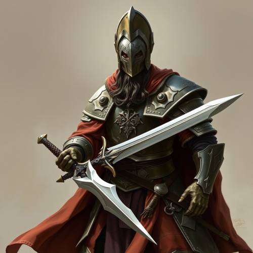 A Knight with Double Bladed Sword and Robes