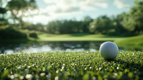 Golf Ball on Tee in Green Background