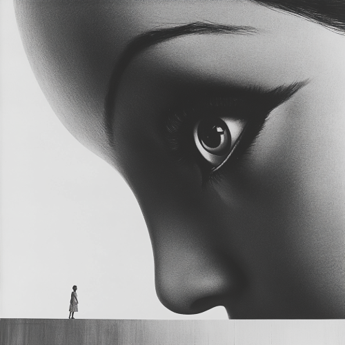 A Large Woman's Intense Gaze at Motion