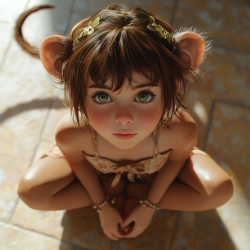 A Little Girl with Monkey Features on Sunny Day