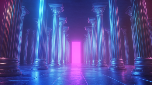 A Luxurious Roman Pillar Architecture in Chrome.