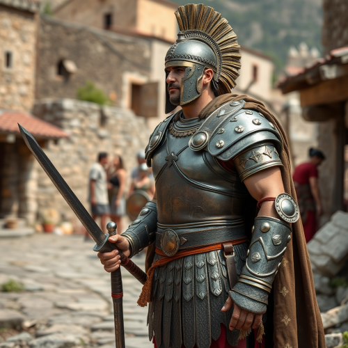 A Lydian warrior from Kastamonu stands in town.