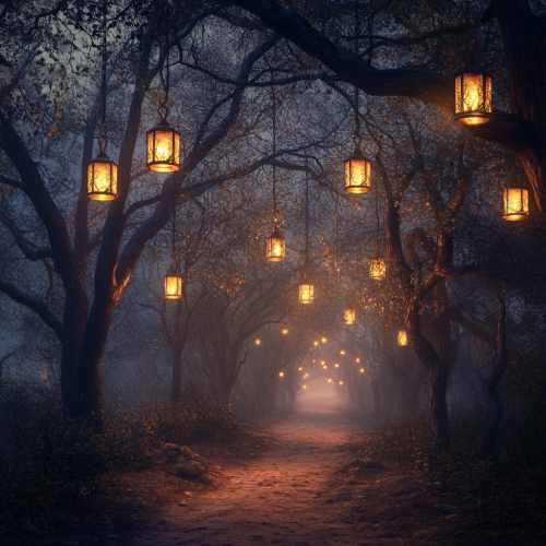 A Magical Candlelit Path at Twilight