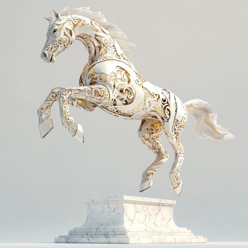 A Majestic Jumping Horse Sculpture in Futuristic Design