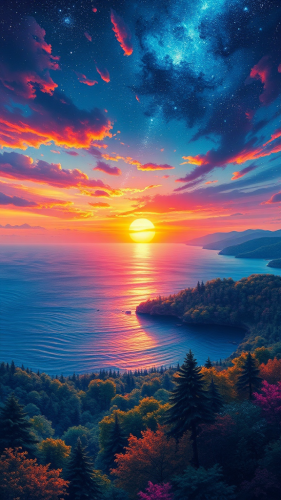 A Majestic Sunset Over Serene Ocean