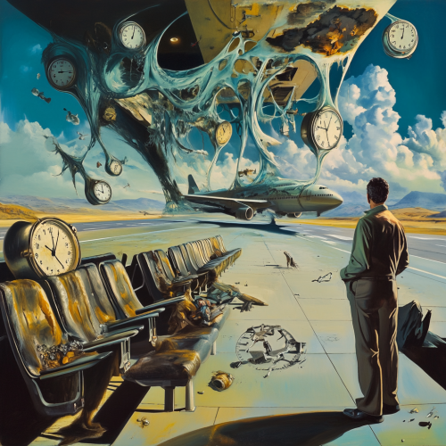 A Man in Surreal Departure Gate