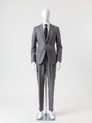 A Mannequin in Grey Suit on White Background