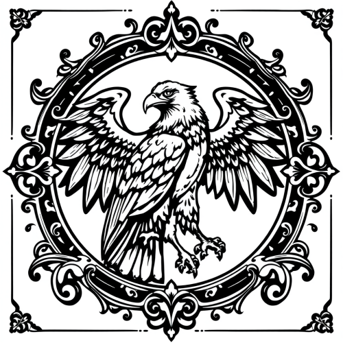 A Medieval Hawk with Gothic Scrollwork Frame