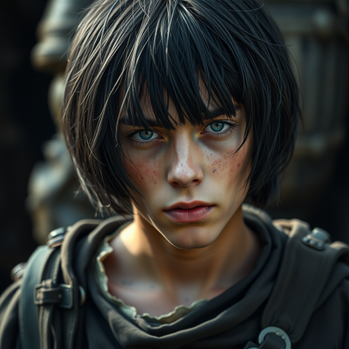 A Medieval Teen Boy with Black Hair