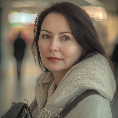 A Middle-Aged Woman Shopping for Luxury Accessories