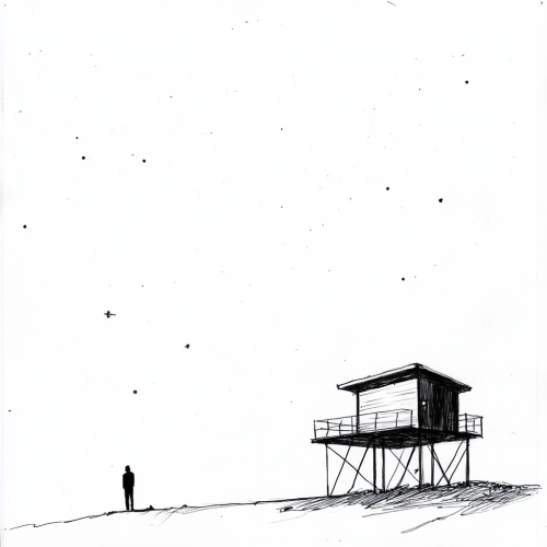 A Minimalist Sketch of a Modern Stargazing Shelter A Minimalist Sketch of a Modern Stargazing Shelter