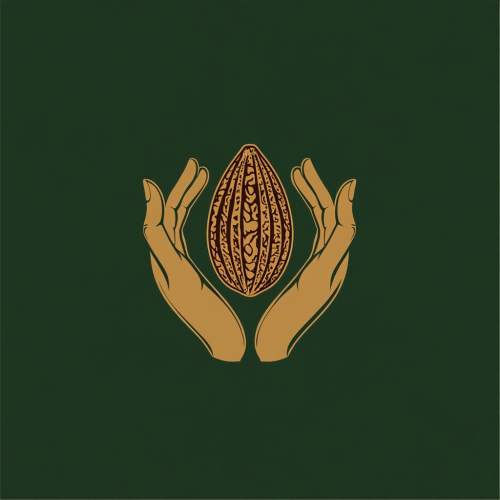 A Minimalistic Cocoa Bean Logo with Hands