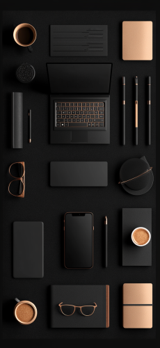 A Minimalistic Desk Setting in Dark Background