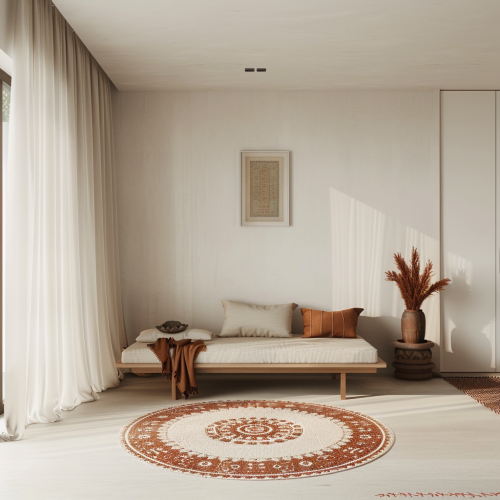 A Modern Apartment with Diwali Decoration and Rangoli