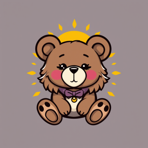 A Modern Cartoon Teddy Bear in Sun and Moon Logo