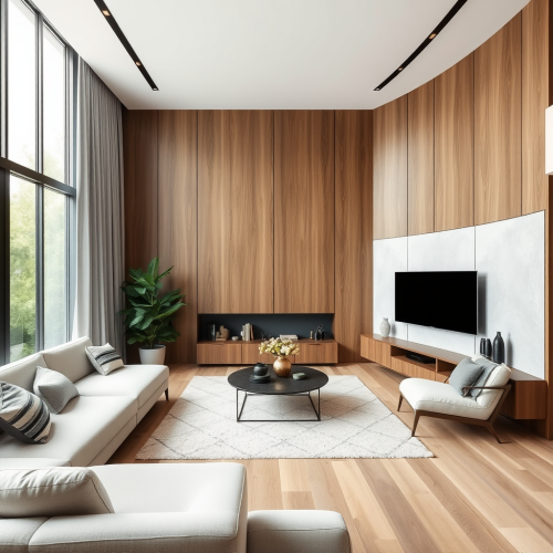 A Modern Living Room with Wall Panelling