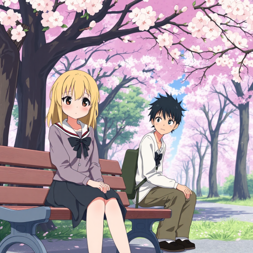 A Modest High School Girl and Boy in Japan