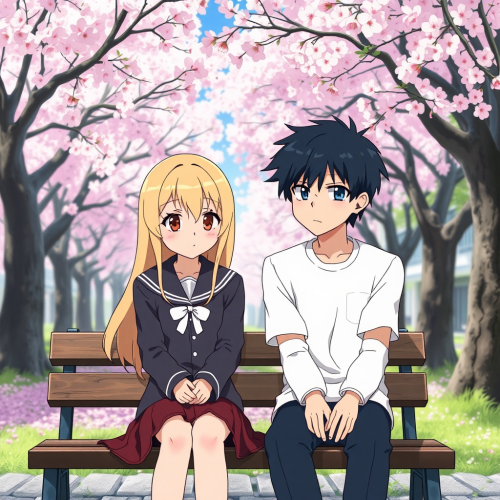 A Modest High School Girl and Boy in Japan