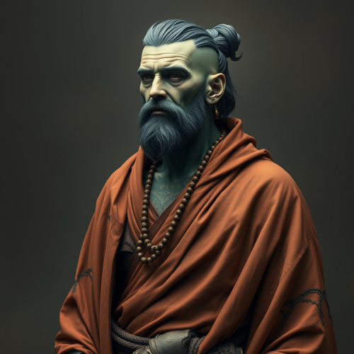 A Monk in Fantasy Themed Tattoos and Robes