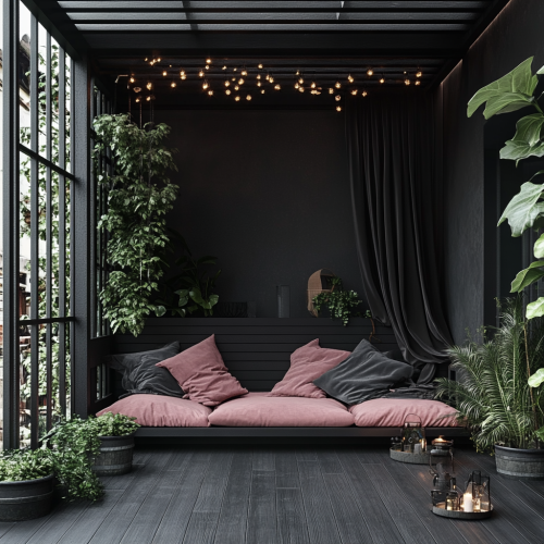 A Moody Boho Deck with Romantic Gray and Pink