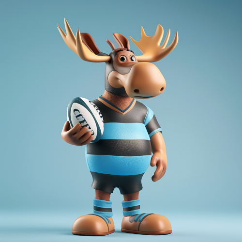 A Moose Mascot Playing Rugby