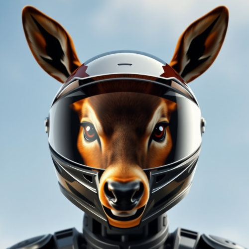 A Motorcycle Helmet with a Deer-Shaped Face