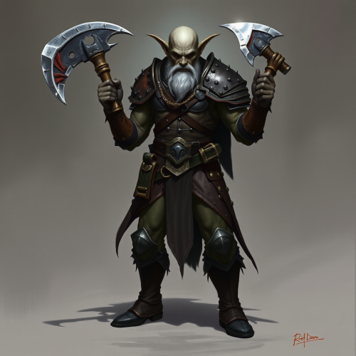 A Muscular Drow Fighter with Dual Battleaxes