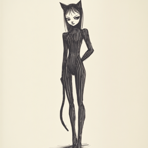 A Mysterious Female Figure in Edward Gorey Style