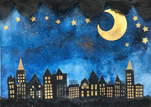 A Night of Stars and Moon in Paper Cutouts